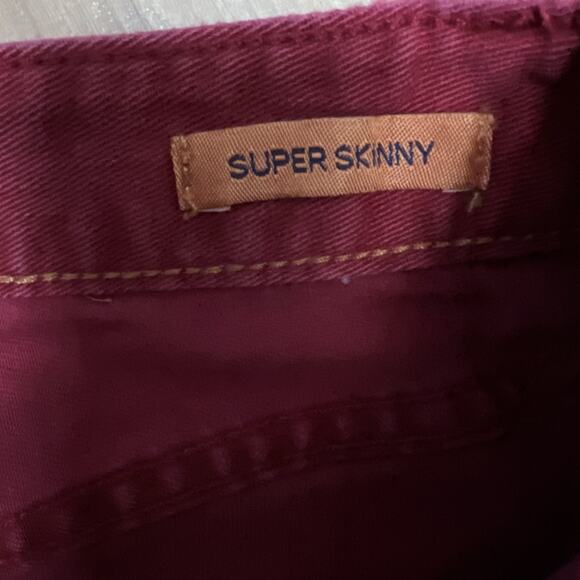 Tory Burch Alexa Cropped Super Skinny Jeans Red Designer Stretch Size 26 - Picture 11 of 13